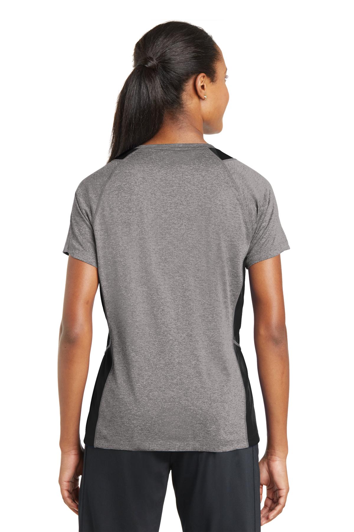Sport-Tek Ladies Heather Colorblock Contender V-Neck Tee. LST361 - Image 2