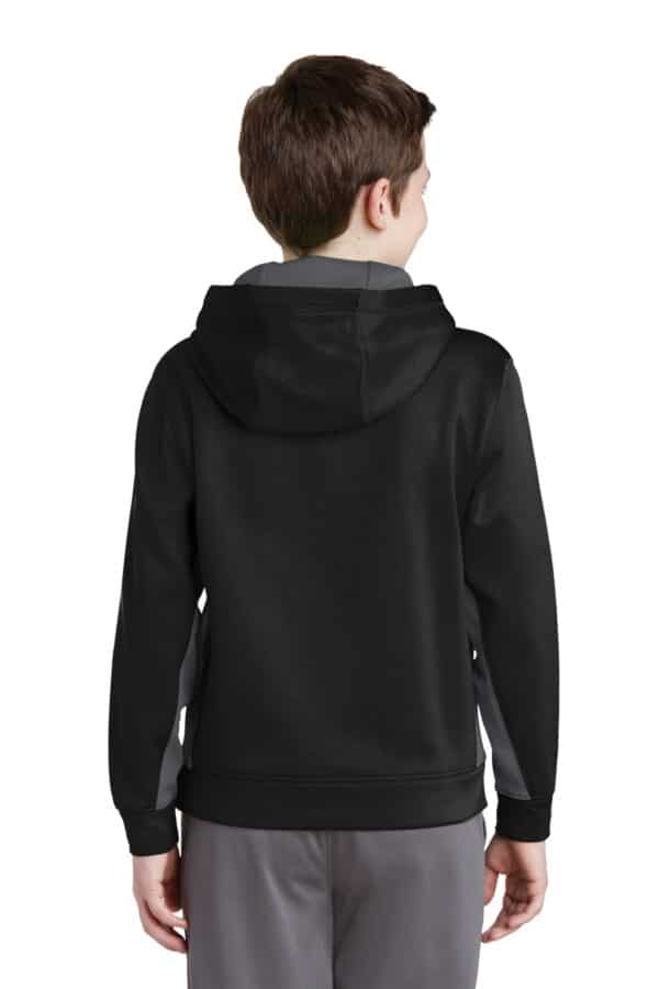 Sport-Tek Youth Sport-Wick Fleece Colorblock Hooded Pullover.  YST235 - Image 2