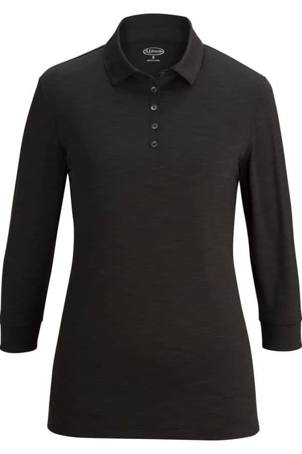 EDWARDS LADIES' 3/4 SLEEVE OPTICAL POLO